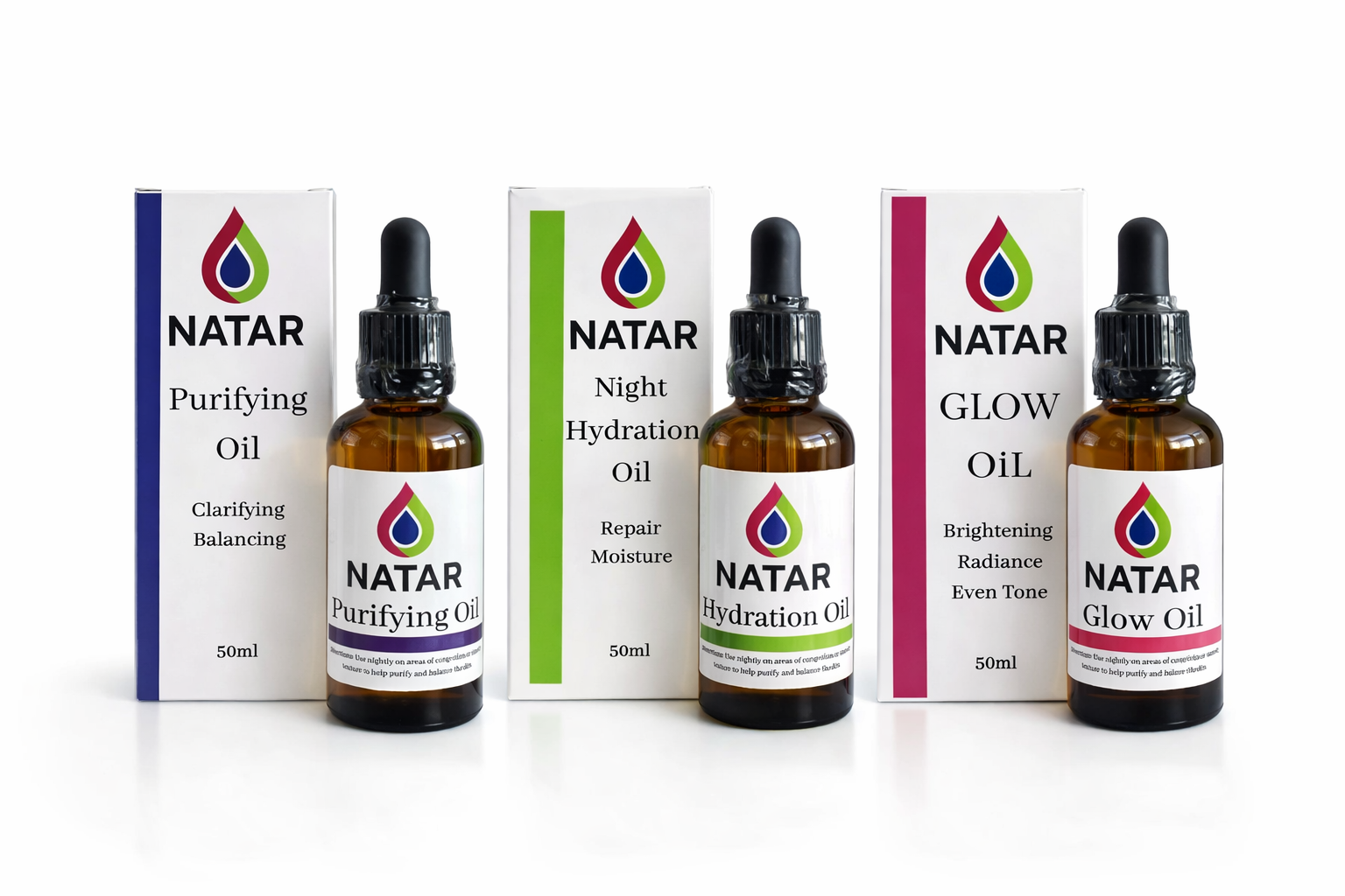 Natar Complete Skin Ritual | Glow, Purify & Hydrate Facial Oil Bundle