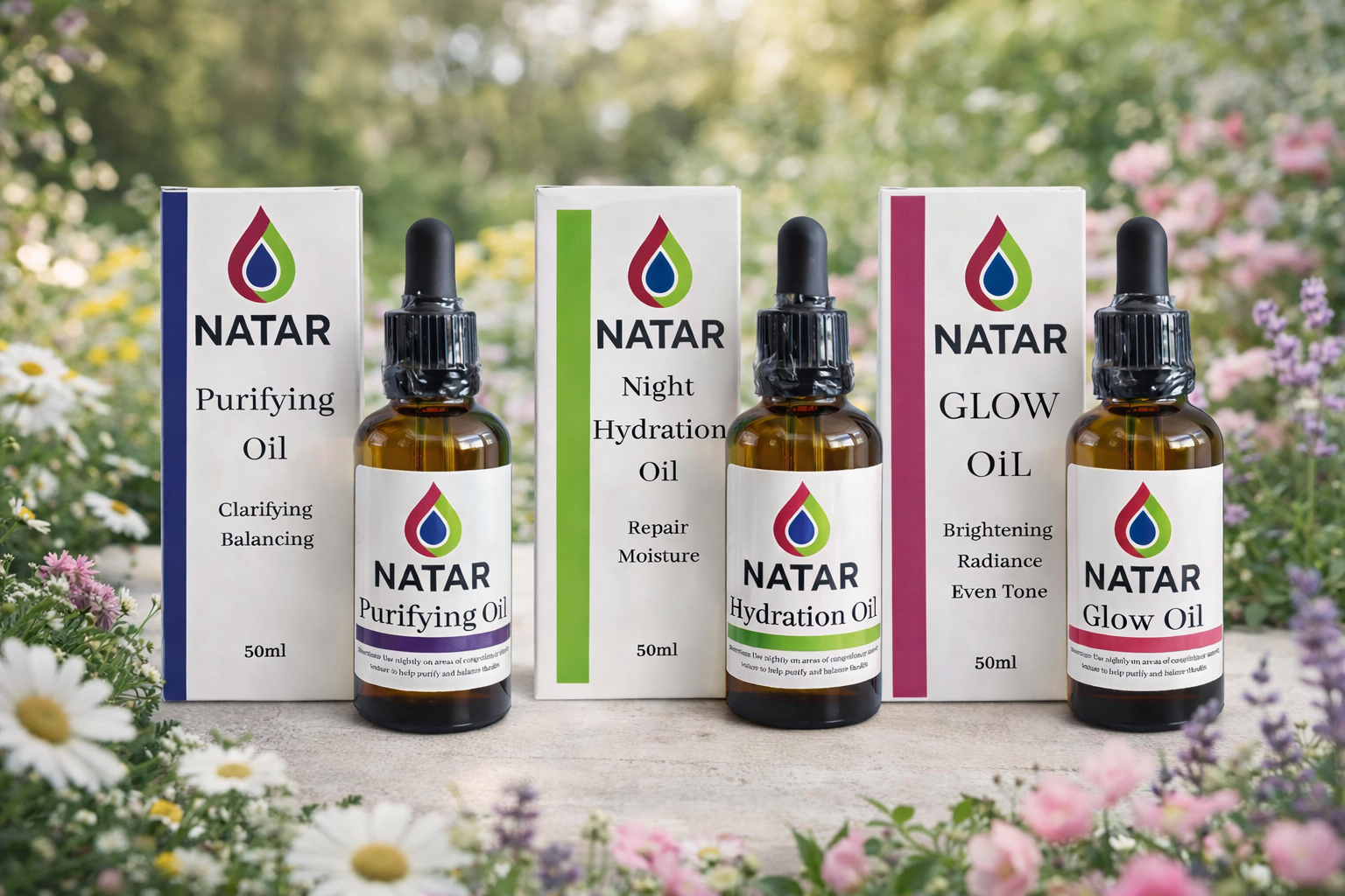 Natar Complete Skin Ritual | Glow, Purify & Hydrate Facial Oil Bundle