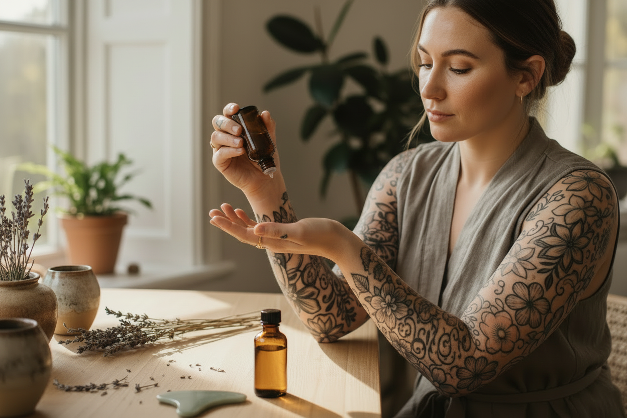 add an amber bottle with black lid onto the table 